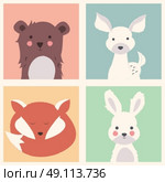 Collection of cute forest and polar animals with baby cubs, including bear, fox, fawn and rabbit, vector illustration. Стоковая иллюстрация, агентство Ingram Publishing / Фотобанк Лори