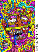 A painting depicting a person with a bizarre and distinctive face, showcasing unconventional characteristics. Стоковое AI-изображение, AI-художник Данила Большаков / Фотобанк Лори