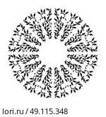 Abstract black color frame design, isolated template on white background. Circle made emblem with leaves. Spa concept monogram, natural badge. Vector decoration for fashion, cosmetics, beauty industry. Стоковая иллюстрация, агентство Ingram Publishing / Фотобанк Лори
