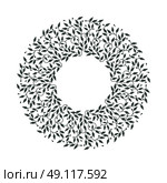 Abstract black color frame design, isolated template on white background. Circle made emblem with leaves. Spa concept monogram, natural badge. Vector decoration for fashion, cosmetics, beauty industry. Стоковая иллюстрация, агентство Ingram Publishing / Фотобанк Лори