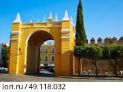 Seville Puerta de la Macarena Arch door in Sevilla Andalusia Spain. Стоковое фото, агентство Ingram Publishing / Фотобанк Лори