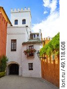 Seville Juderia barrio in Andalusia Sevilla of Spain. Стоковое фото, агентство Ingram Publishing / Фотобанк Лори