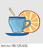 Cup of tea. Cup of tea with a lemon with a teaspoon. Стоковая иллюстрация, агентство Ingram Publishing / Фотобанк Лори