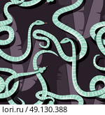 Seamless pattern with colorful intertwined striped rain forest snakes, vector illustration. Стоковая иллюстрация, агентство Ingram Publishing / Фотобанк Лори