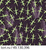 Seamless pattern with cute green rain forest animal gecko lizard, vector illustration. Стоковая иллюстрация, агентство Ingram Publishing / Фотобанк Лори