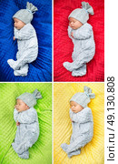 Multiple picture of a sleeping newborn child. Стоковое фото, агентство Ingram Publishing / Фотобанк Лори