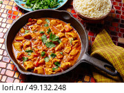 Chicken curry indian recipe with basmati rice. Стоковое фото, агентство Ingram Publishing / Фотобанк Лори