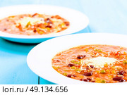 Minestrone Soup With Parmesan Cheese. Стоковое фото, агентство Ingram Publishing / Фотобанк Лори