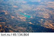 Aerial of Embalse Santolea Dam in Aragon of Spain. Стоковое фото, агентство Ingram Publishing / Фотобанк Лори