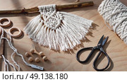 Macrame handmade Hobby. Eco macrame home decoration. Стоковое AI-видео, аниматор Ирина Старикова / Фотобанк Лори