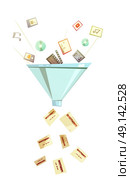 Intellectual Investment Funnel Symbol Retro Icon. Intellectual investment for profitable business success symbolic funnel retro icon for business success retro cartoon vector illustration  . Стоковая иллюстрация, агентство Ingram Publishing / Фотобанк Лори