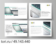 Business templates for presentation slides. Vector layouts in flat design. Genetic and chemical compounds. Atom, DNA and neurons. Medicine, chemistry, technology concept. Geometric background.. Set of business templates for presentation slides. Easy editable abstract vector layouts in flat design. Genetic and chemical compounds. Atom, DNA and neurons. Medicine, chemistry, science or technology concept. Geometric background. Стоковая иллюстрация, агентство Ingram Publishing / Фотобанк Лори