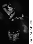 Black&white portrait of a serious, calm woman. Стоковое фото, агентство Ingram Publishing / Фотобанк Лори