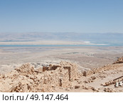 view of Dead Sea from fortress Masada, Israel. Стоковое фото, агентство Ingram Publishing / Фотобанк Лори
