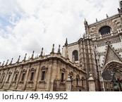 Detail of Seville Cathedral, Andalusia,  Spain cloudy day. Стоковое фото, агентство Ingram Publishing / Фотобанк Лори