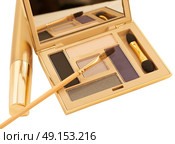 luxe purple and beige make-up eyeshadows in gold packing. Стоковое фото, агентство Ingram Publishing / Фотобанк Лори
