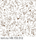 Scurry of Squirrels on the branches. Seamless autumn pattern for gift wrapping, wallpaper, childrens room or clothing. A Scurry of Squirrels on the branches. Seamless autumn pattern for gift wrapping, wallpaper, childrens room or clothing. Vector illustration. Стоковая иллюстрация, агентство Ingram Publishing / Фотобанк Лори