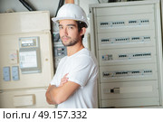 telecommunication installer posing. Стоковое фото, агентство Ingram Publishing / Фотобанк Лори