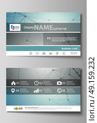 Business card templates. Easy editable layout, abstract vector design template. Geometric background, connected line and dots. Molecular structure. Scientific, medical, technology concept.. Business card templates. Easy editable layout, abstract vector design template. Geometric background, connected line and dots. Molecular structure. Scientific, medical, technology concept. Стоковая иллюстрация, агентство Ingram Publishing / Фотобанк Лори