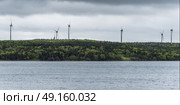 Wind turbines on the Strait of Canso, Marine Drive, Mulgrave, Nova Scotia, Canada. Стоковое фото, агентство Ingram Publishing / Фотобанк Лори