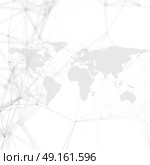 Abstract futuristic background with connecting lines and dots, polygonal linear texture. World map on white. Global network connections, geometric design, dig data technology digital concept.. Abstract futuristic background with connecting lines and dots, polygonal linear texture. World map on white. Global network connections, geometric design, dig data technology digital concept. Стоковая иллюстрация, агентство Ingram Publishing / Фотобанк Лори