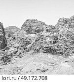 from high  the antique site of petra in jordan the beautiful wonder of the world. Стоковое фото, агентство Ingram Publishing / Фотобанк Лори