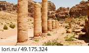 in petra jordan the antique street full of columns and architecture heritage. Стоковое фото, агентство Ingram Publishing / Фотобанк Лори