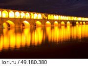 in iran   the old bridge of isfahan for light and night. Стоковое фото, агентство Ingram Publishing / Фотобанк Лори