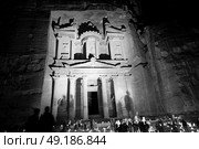 the antique site of petra in jordan the beautiful wonder of the world at night. Стоковое фото, агентство Ingram Publishing / Фотобанк Лори