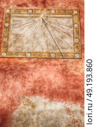 in italy sundial and gnomon antique historical medieval decoration wall. Стоковое фото, агентство Ingram Publishing / Фотобанк Лори