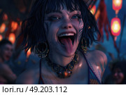 A detailed view of a person with their mouth wide open, likely in the act of speaking, singing, or expressing surprise. Стоковое AI-изображение, AI-художник Данила Большаков / Фотобанк Лори