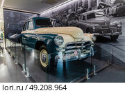 Stunningly restored vintage automobile GAZ-M20 Pobeda from the 1940s is magnificently showcased in Gorky Automobile Plant museum in Nizhniy Novgorod. Редакционное фото, фотограф Константин Григорьев / Фотобанк Лори
