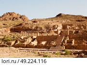 in petra jordan the antique street full of columns and architecture heritage. Стоковое фото, агентство Ingram Publishing / Фотобанк Лори
