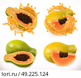 Papaya juice. Fresh fruit, 3d vector icon set. Стоковая иллюстрация, агентство Ingram Publishing / Фотобанк Лори