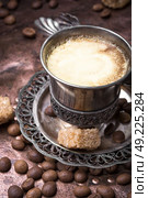 Coffee mug in the oriental style. Vintage set with cup of coffee on saucer in oriental style. Стоковое фото, агентство Ingram Publishing / Фотобанк Лори