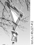 crosswalk sign  simbol isolated  in the sky warning concept. Стоковое фото, агентство Ingram Publishing / Фотобанк Лори
