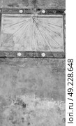in italy sundial and gnomon antique historical medieval decoration wall. Стоковое фото, агентство Ingram Publishing / Фотобанк Лори