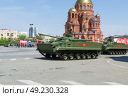 Модернизированная боевая машина пехоты БМП-3М на улице Мира, подготовка к параду. Волгоград, Россия. Редакционное фото, фотограф Андрей Цыганков / Фотобанк Лори