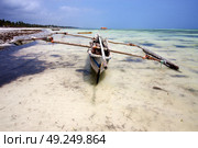 bush africa coastline boat pirague in the  blue lagoon relax  of zanzibar . Стоковое фото, агентство Ingram Publishing / Фотобанк Лори
