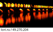 in iran   the old bridge of isfahan for light and night. Стоковое фото, агентство Ingram Publishing / Фотобанк Лори