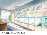 A room filled with an assortment of charts and graphs displayed on the walls, showcasing data analysis and information. Стоковое AI-изображение, AI-художник Данила Большаков / Фотобанк Лори