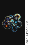 Abstract iridescent bubbles move on black background. Vertical video seamless animation loop. Lossless quality. 3D-rendering. Стоковая анимация, аниматор Евгения Шмыкова / Фотобанк Лори