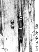 antique old door and ancien wood closed house hinge . Стоковое фото, агентство Ingram Publishing / Фотобанк Лори