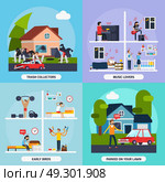 Conflicts With Neighbors Concept Icons Set . Conflicts with neighbors concept icons set with music lovers and trash collectors symbols flat isolated vector illustration . Стоковая иллюстрация, агентство Ingram Publishing / Фотобанк Лори
