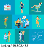 Gynecologist Flat Composition. Gynecologist flat composition with planning calendar and doctor s appointment with husband vector illustration. Стоковая иллюстрация, агентство Ingram Publishing / Фотобанк Лори