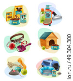 Pet Care Concept Composition Icons Set . Affordable pet care service concept 6 colorful icons collection with dry dog food and treats isolated vector illustration . Стоковая иллюстрация, агентство Ingram Publishing / Фотобанк Лори