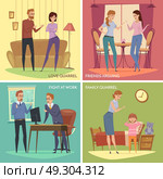 Colorful Quarrel Concept. Colorful quarrel concept with arguing angry people in different situations in flat style vector illustration. Стоковая иллюстрация, агентство Ingram Publishing / Фотобанк Лори