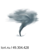 Tornado Realistic Black On White. Tornado twirling twister spinning into cloudy sky in black grey shades on white background realistic vector illustration . Стоковая иллюстрация, агентство Ingram Publishing / Фотобанк Лори