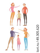 Parents Abuse Child Compositions. Set of two isolated compositions with adult parents characters abusing their unhappy children having family quarrel vector illustration. Стоковая иллюстрация, агентство Ingram Publishing / Фотобанк Лори