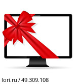 Abstract Computer display with bow isolated on white baskground.Vector illustration. Стоковая иллюстрация, агентство Ingram Publishing / Фотобанк Лори